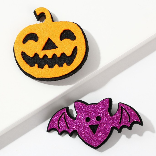картинка Заколки на Хэллоуин «Летучая мышь и тыква» от магазина Одежда+