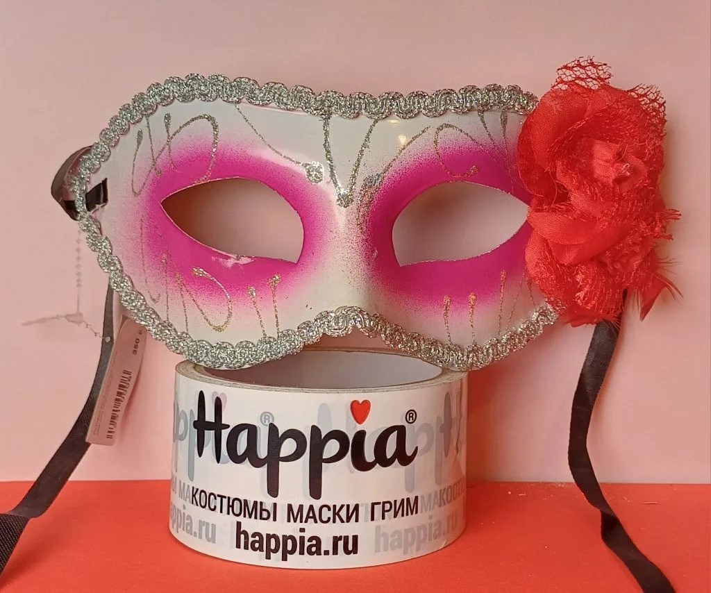 картинка Розовая венецианская маска с цветком «Коломбина» от магазина Одежда+