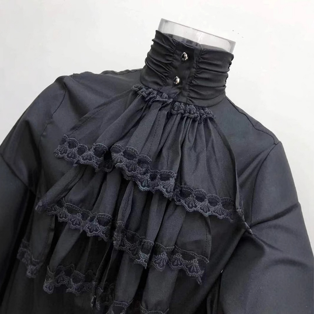 картинка Чёрная рубаха с жабо от магазина Одежда+