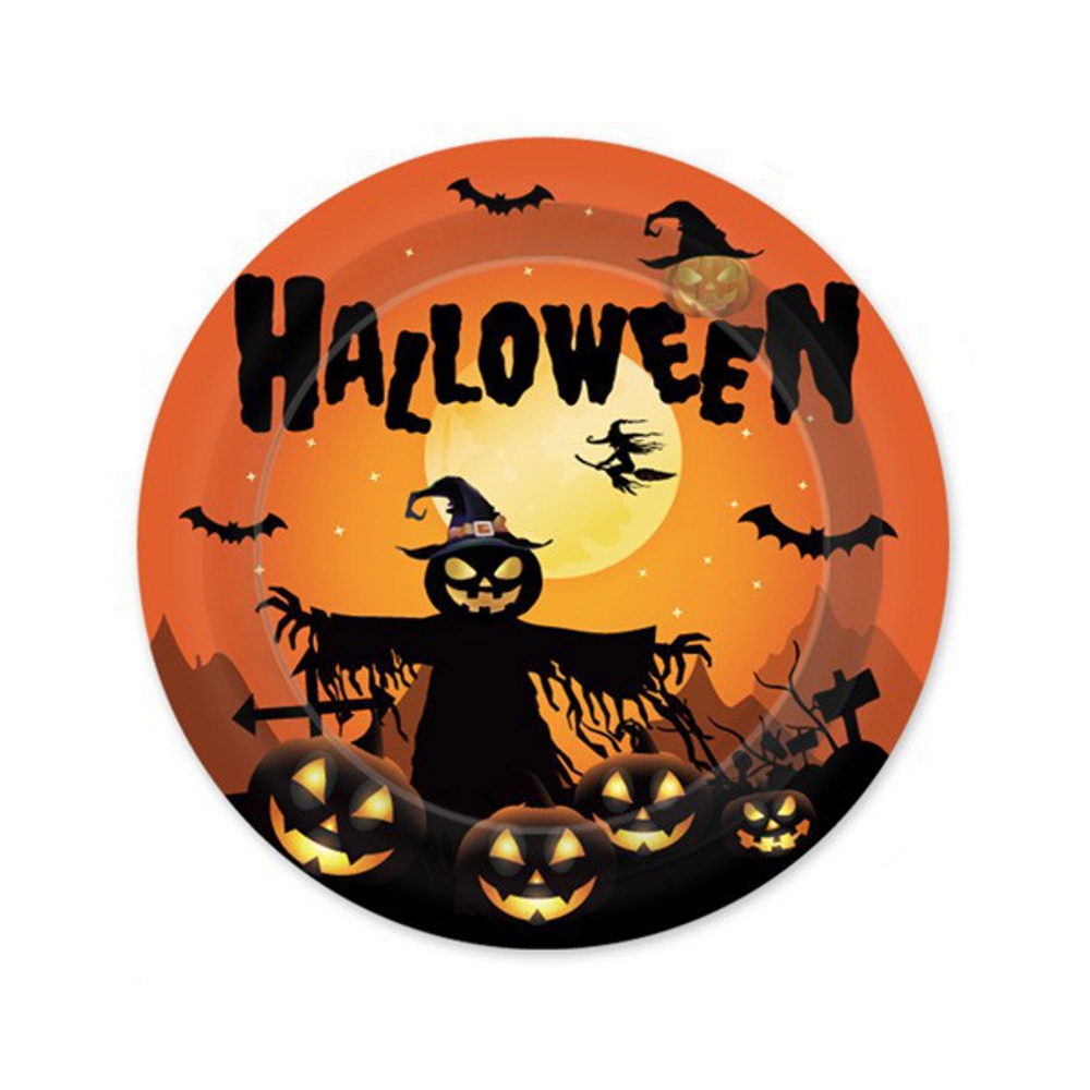 картинка Бумажные тарелки «Тыква» на Хэллоуин от магазина Одежда+