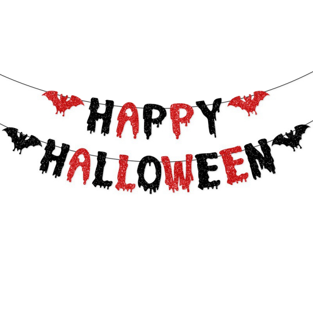 картинка Бумажная гирлянда «Happy Halloween» с летучими мышами от магазина Одежда+