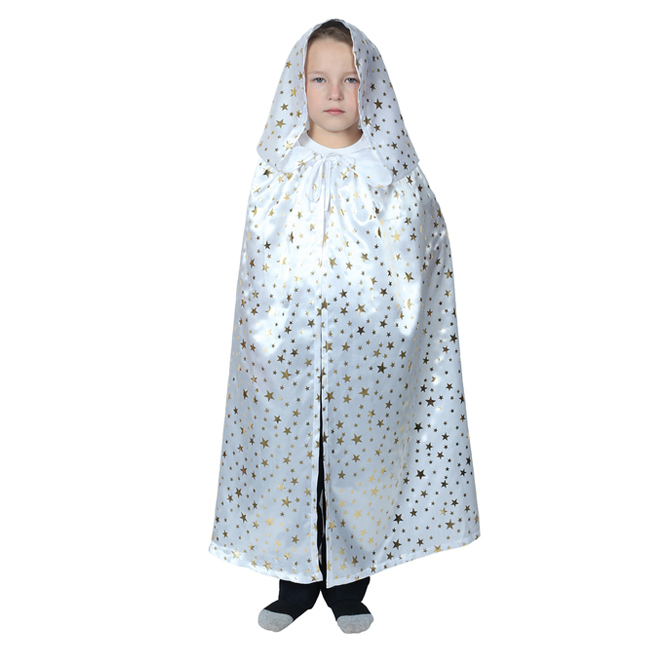 картинка Белая накидка с капюшоном и звёздами от магазина Одежда+