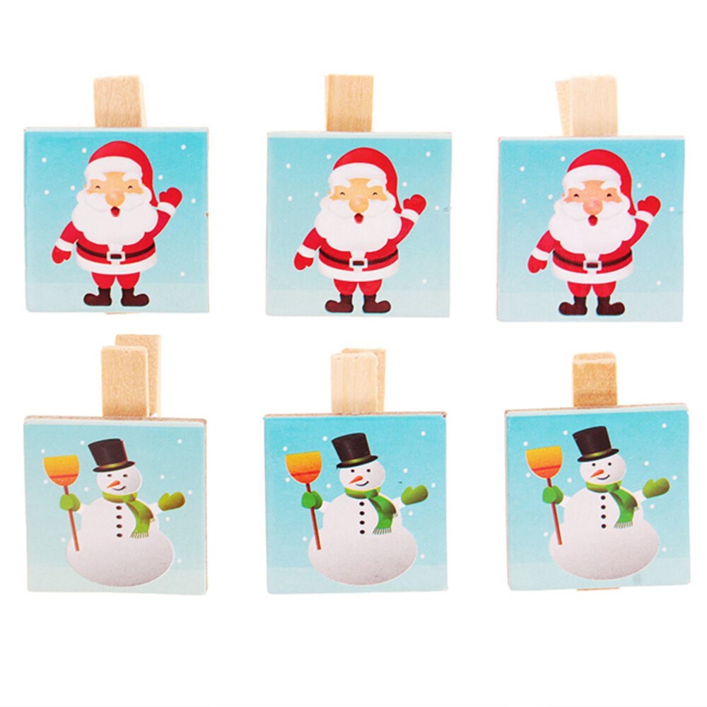 картинка Прищепки новогодние «Снеговик и Санта Клаус» от магазина Одежда+
