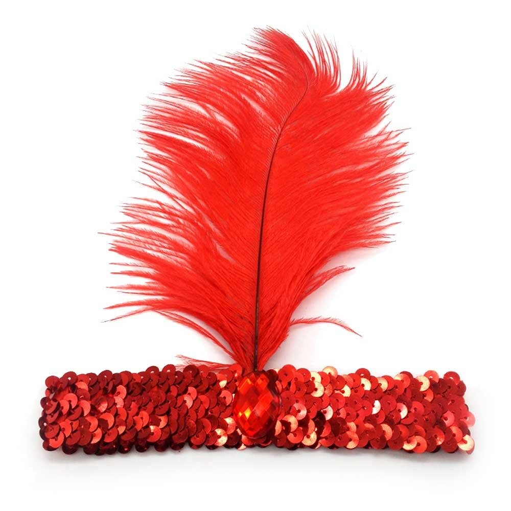 картинка Украшение с пайетками и красным пером от магазина Одежда+