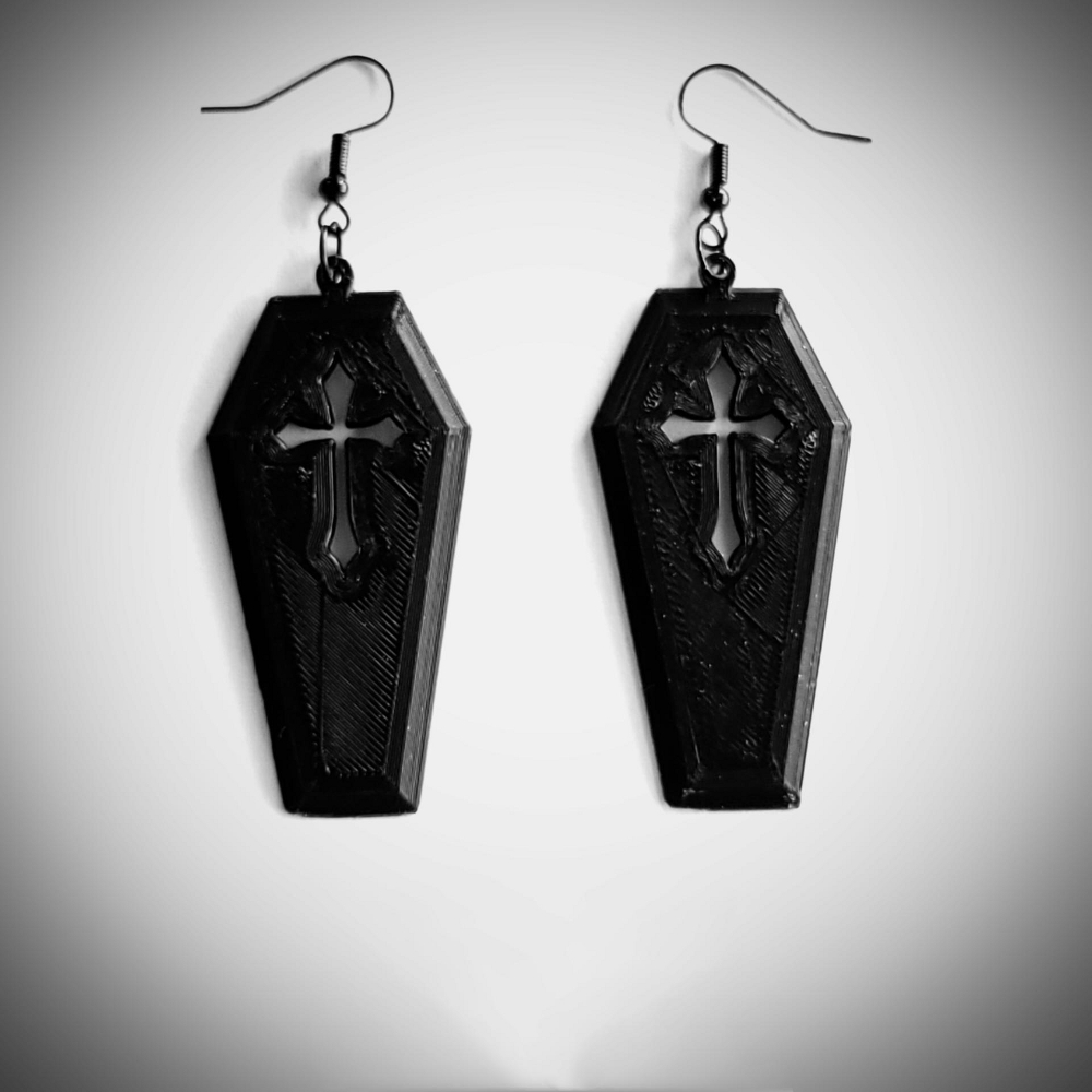 картинка Серьги «Гроб» с крестом от магазина Одежда+