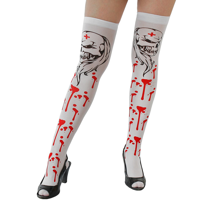 картинка Чулки белые «Череп с кровью» от магазина Одежда+