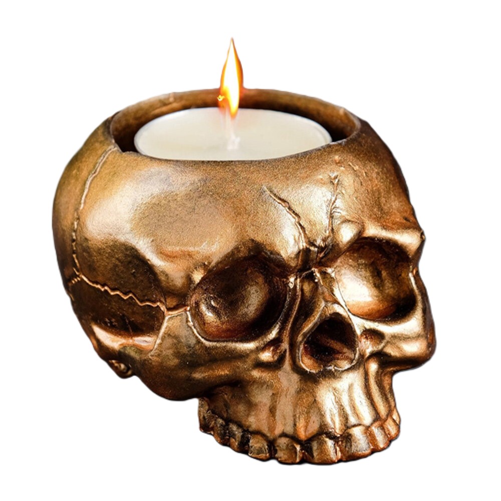 картинка Подсвечник череп бронзовый от магазина Одежда+