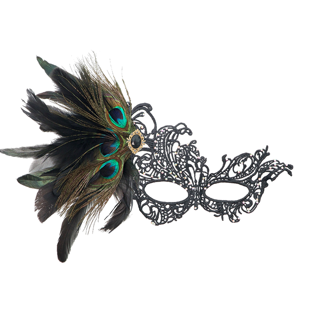 картинка Ажурная маска «Павлин» с перьями от магазина Одежда+