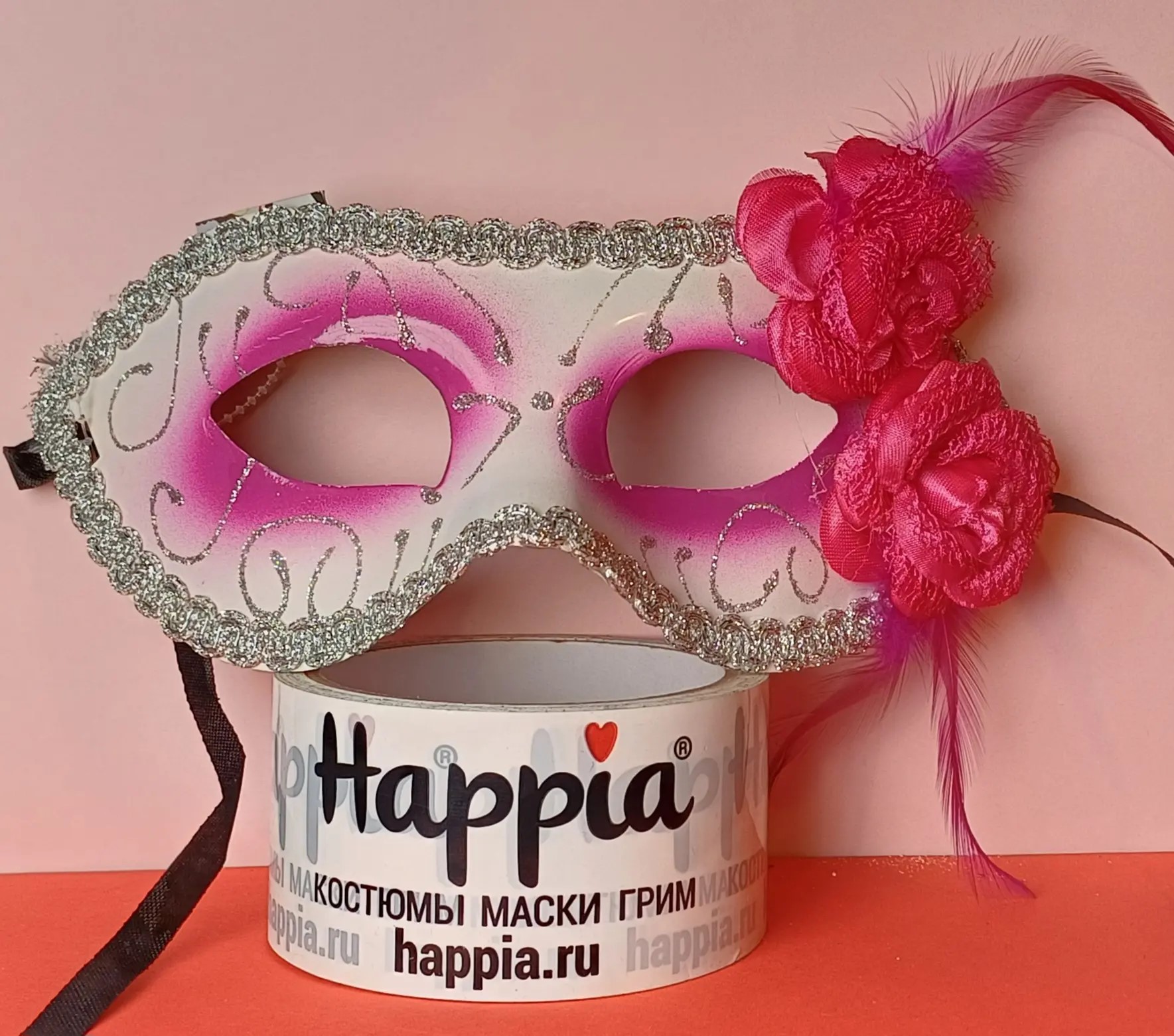 картинка Розовая венецианская маска с цветком «Коломбина» от магазина Одежда+