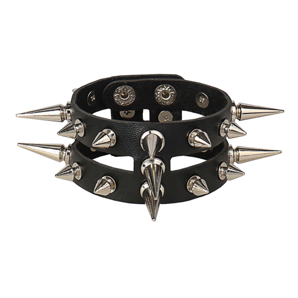 картинка Чёрный браслет рокера с шипами от магазина Одежда+