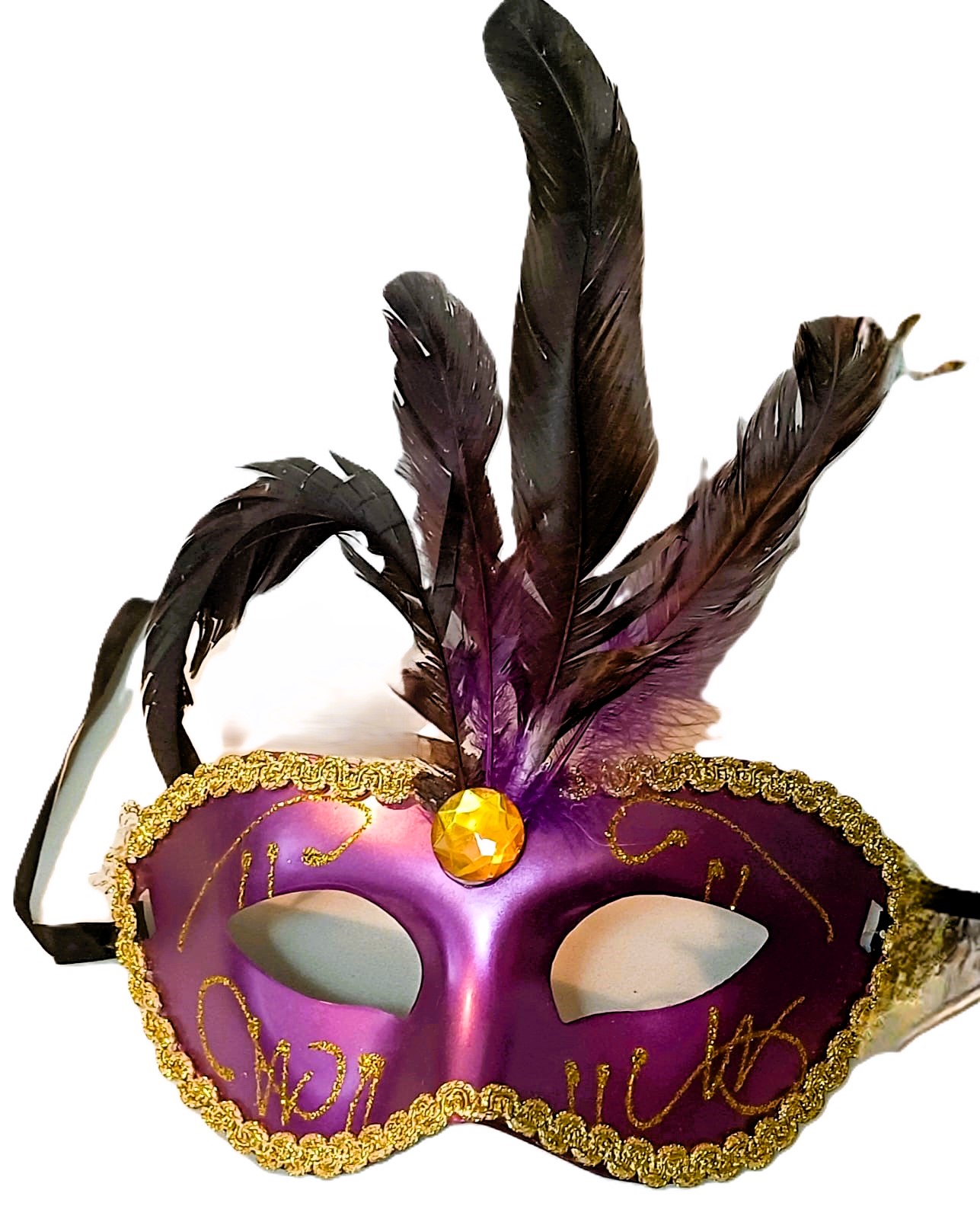 картинка Фиолетовая венецианская маска с перьями от магазина Одежда+