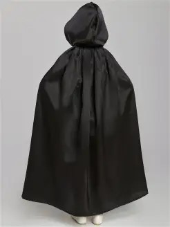 картинка Черная детская атласная накидка с капюшоном от магазина Одежда+