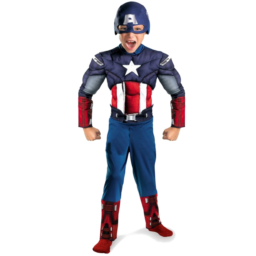 картинка Детский костюм «Капитан Америка» с мускулатурой от магазина Одежда+