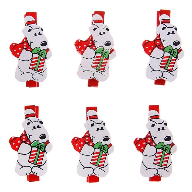 картинка Прищепки новогодние «Белые медведи» от магазина Одежда+
