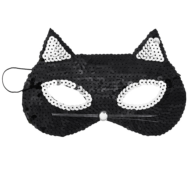 картинка Маска кошки чёрная с пайетками от магазина Одежда+