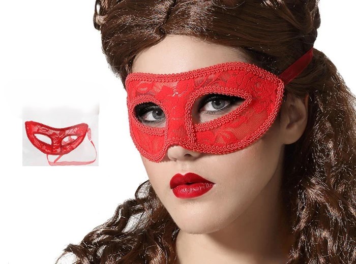 картинка Красная венецианская маска с цветком от магазина Одежда+