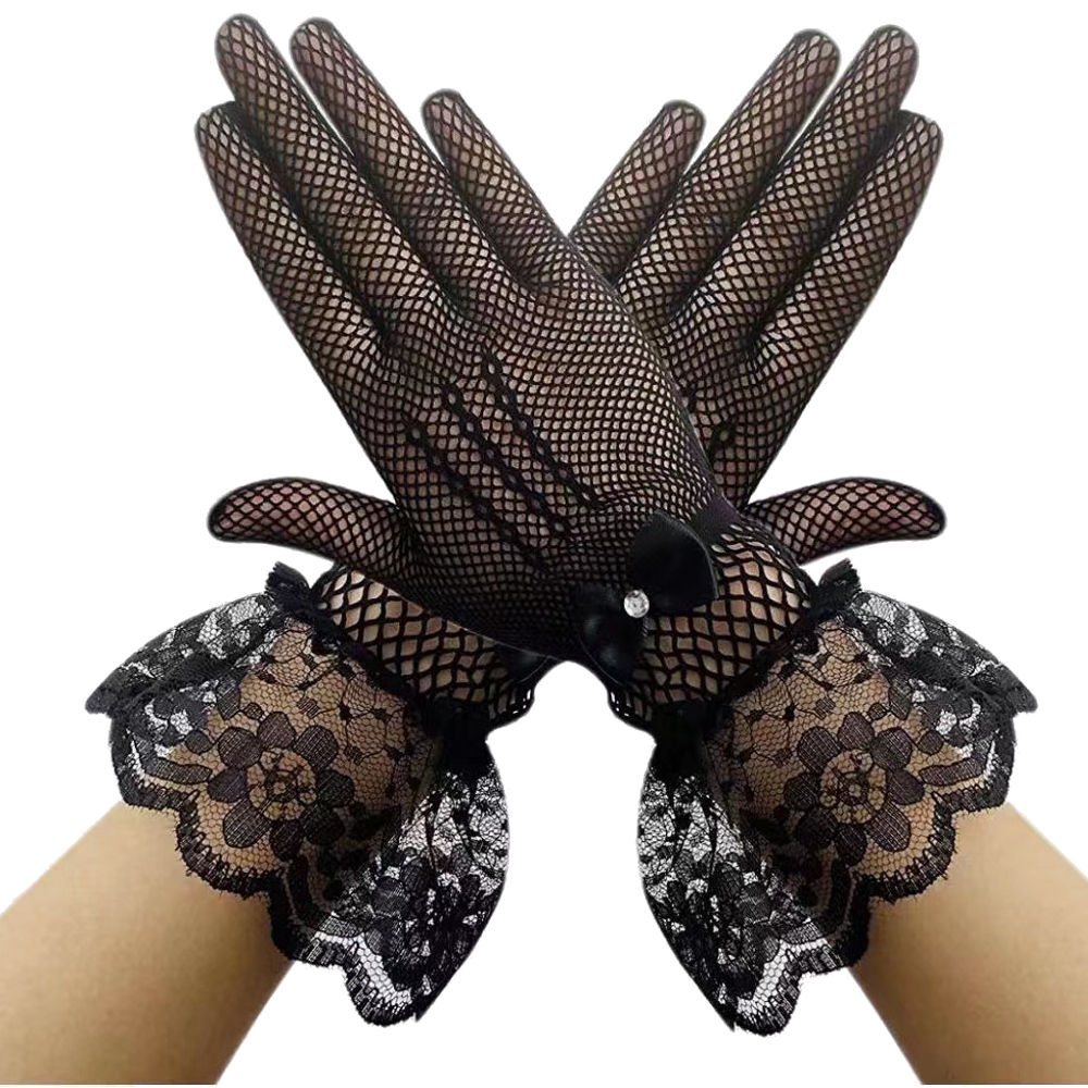 картинка Женские перчатки с кружевом и бантом от магазина Одежда+
