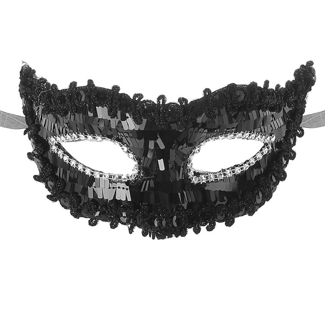 картинка Венецианская маска чёрная с пайетками от магазина Одежда+