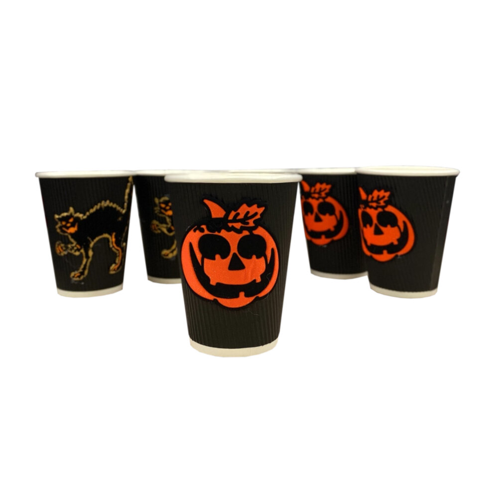 картинка Бумажные стаканчики на Хэллоуин «Тыквы и коты» от магазина Одежда+