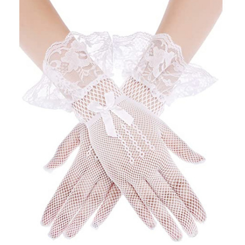 картинка Женские перчатки с кружевом и бантом от магазина Одежда+