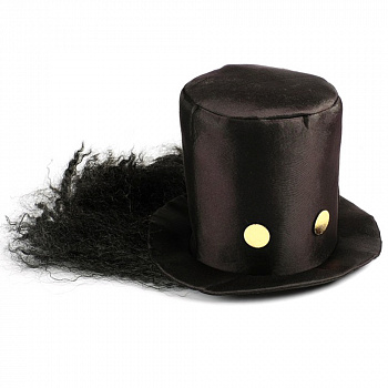 Шляпа цилиндр чёрная, с волосами