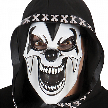 Страшная маска черно-белого клоуна
