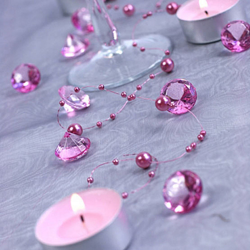 Розовые кристаллы - украшение свадебного стола
