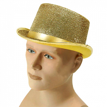Шляпа цилиндр золотой, блестящий
