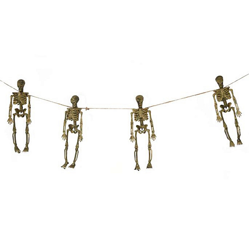 Гирлянда из 4 скелетов - украшение на Хэллоуин
