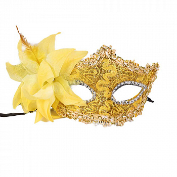 Золотая венецианская маска с цветком 