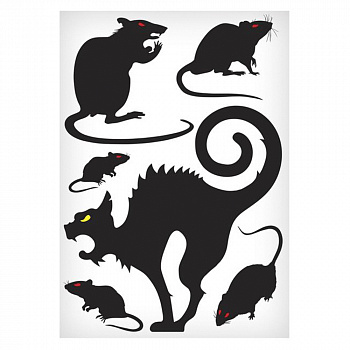 Наклейки на стекло «Чёрный кот и крысы»