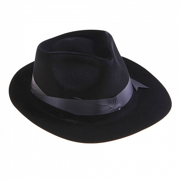 Черная шляпа гангстера с черной лентой