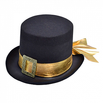 Шляпа цилиндр с золотой лентой