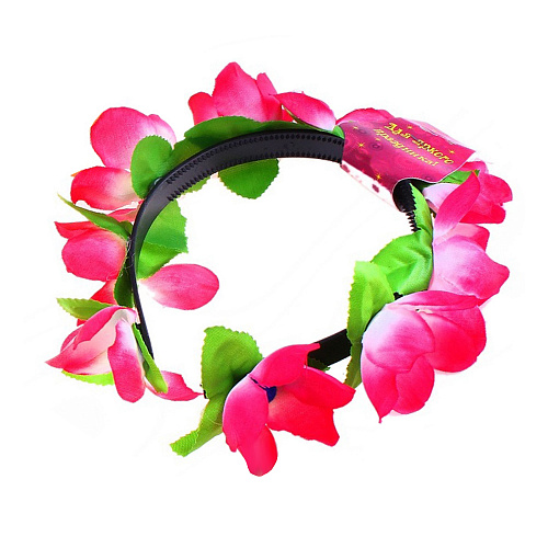 Розовый гавайский ободок с цветами
