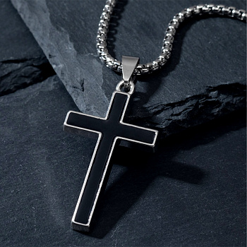 Крест на шею чёрный с цепочкой