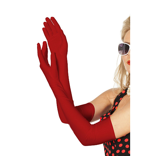 Красные длинные перчатки для девушки