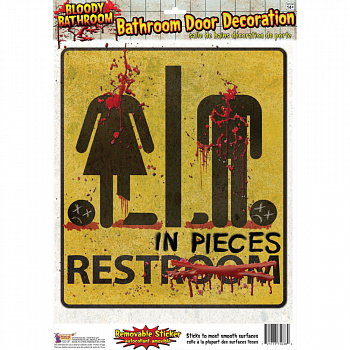 Кровавая декорация на дверь туалета на Хэллоуин