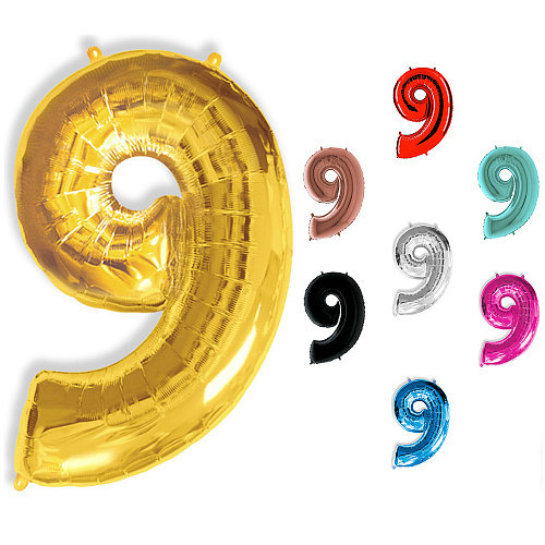 Воздушный шар-цифра с гелием «9» разных цветов