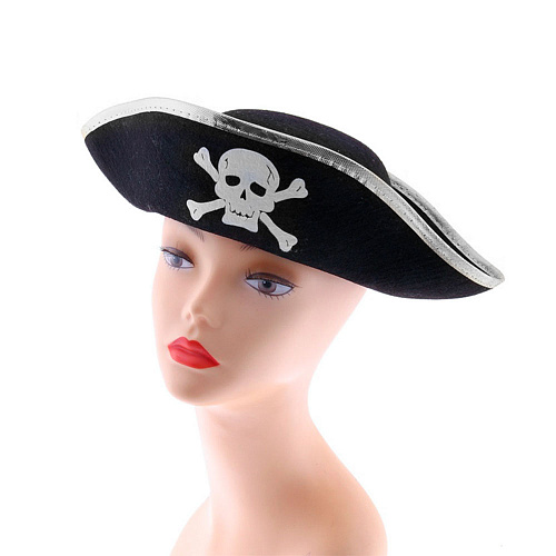 Шляпа пирата детская с серебристой каймой