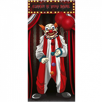 Декор двери на Хэллоуин «Страшный клоун»