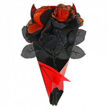 Искусственные розы чёрно-оранжевые 2 шт
