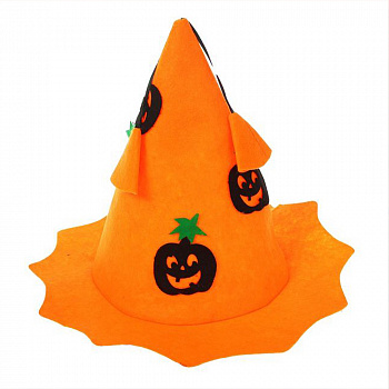 Шляпа ведьмы оранжевая с тыквами