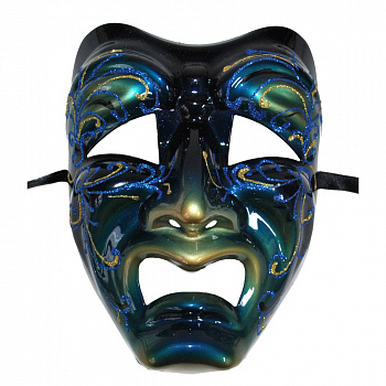 Синяя венецианская маска «Трагедия» 