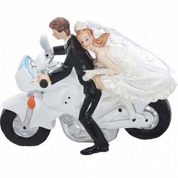 Фигурка на торт "Молодые на мотоцикле" - украшение свадебного торта