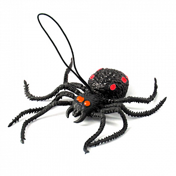 Чёрный резиновый паук 12 см - украшение на Хэллоуин