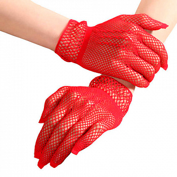 Красные короткие перчатки в сетку