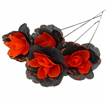 Букет роз чёрно-оранжевых на Хэллоуин