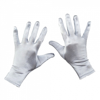 Серебряные сатиновые женские перчатки