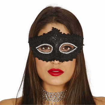 Черная венецианская маска со стразами 