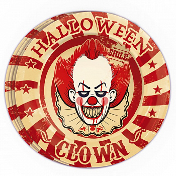 Бумажные тарелки «Клоун Пеннивайз» на Хэллоуин